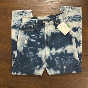 Elan Jeans 90s Acid Tie Dye Distressed High Rise Jeans